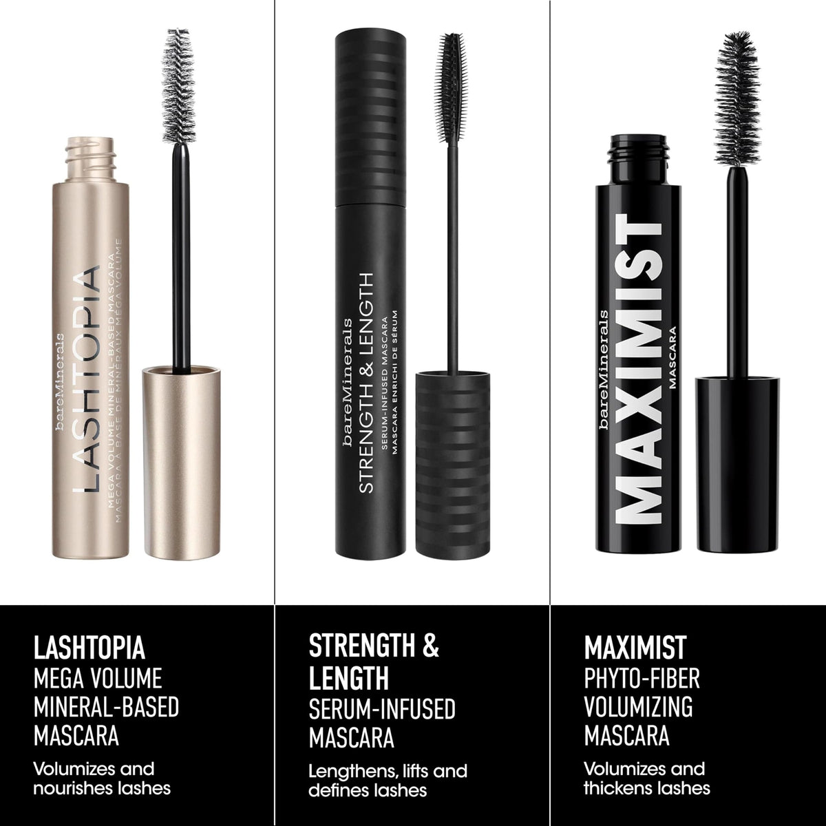 bareMinerals lifestyle application on model revealing full, fluttery lashes