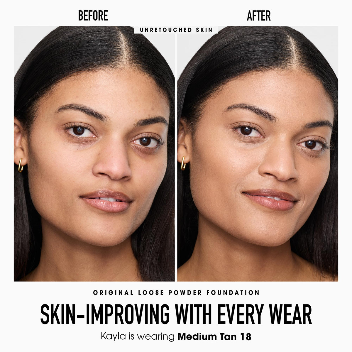 bareMinerals loose foundation open to show powder texture and breathable finish