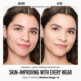 bareMinerals loose foundation powder texture close-up for smooth coverage
