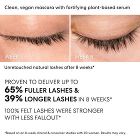 bareMinerals mascara texture close-up demonstrating smooth, clump-free coating