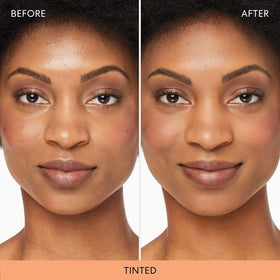 bareMinerals before and after shows reduced shine and blurred pores
