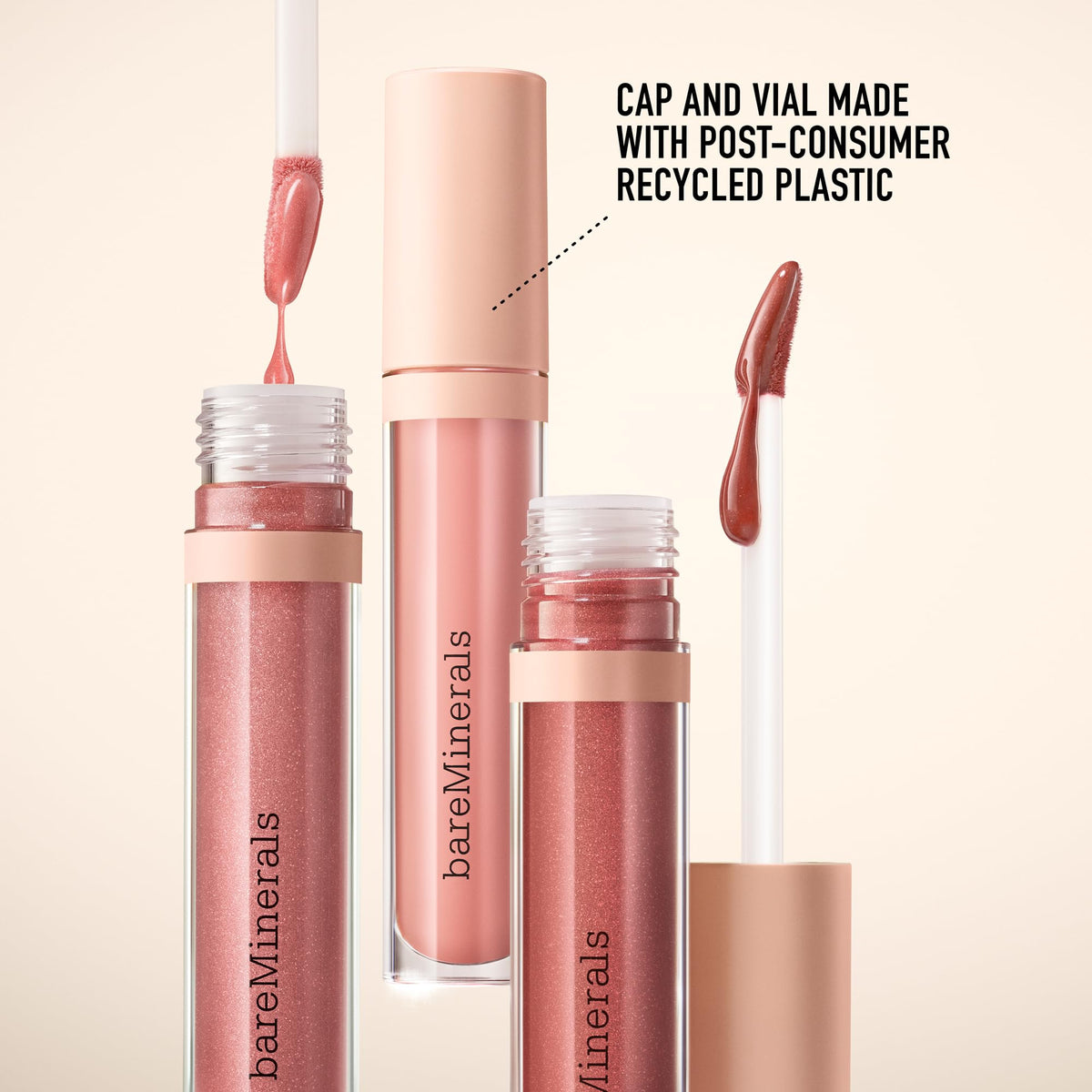 bareMinerals size comparison next to a coin highlighting portable, travel-friendly design