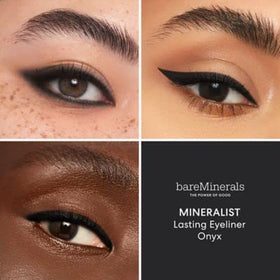 bareMinerals Onyx swatched on arm showing rich pigment payoff benefit