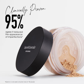 bareMinerals Original Mineral Veil mini jar illustrating blurring and setting benefit