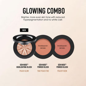 bareMinerals used on eyelids showing versatile peach glow used as eyeshadow