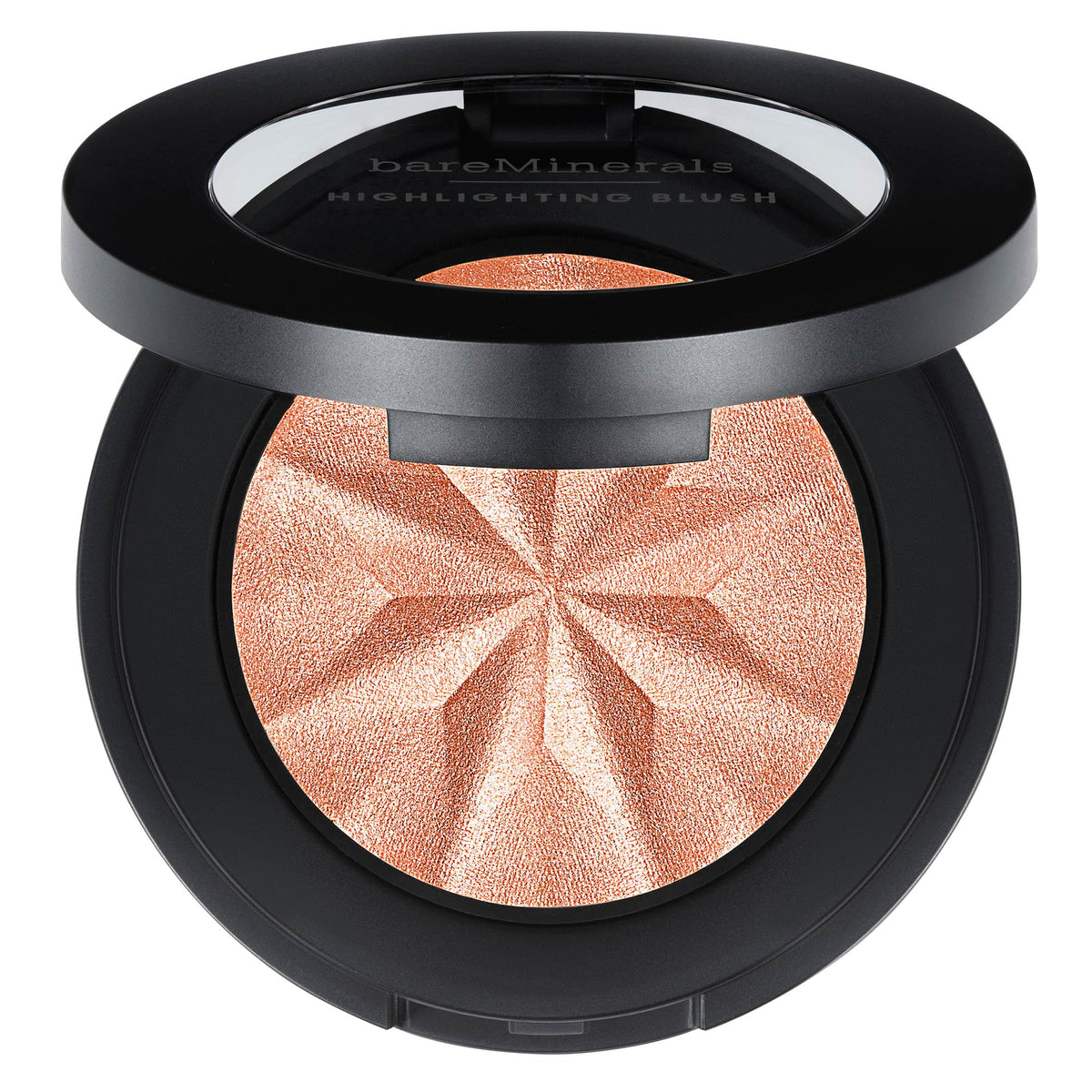 bareMinerals compact front view showing sleek design and brand benefit of portability