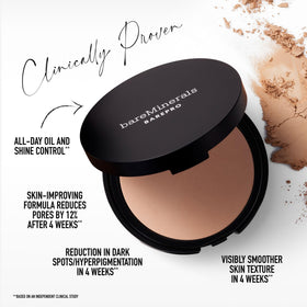 bareMinerals powder texture close-up showing smooth matte finish benefit