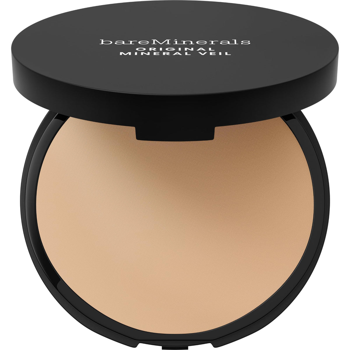bareMinerals compact front view showing sleek packaging and branding for travel-friendly use