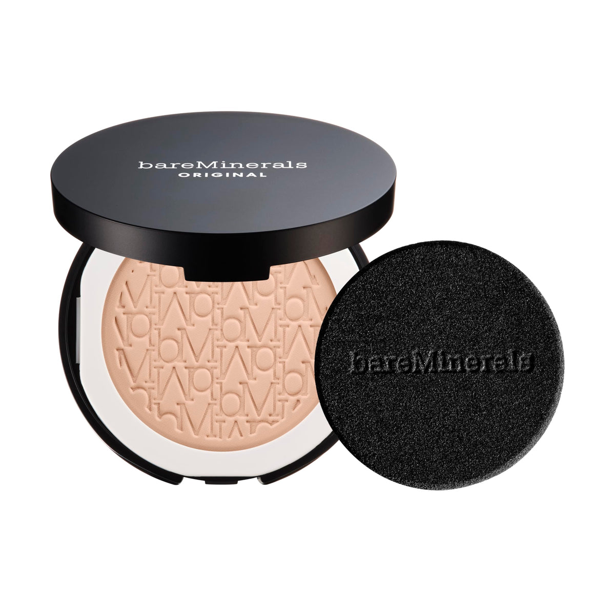 bareMinerals compact front view showing clean matte finish benefit