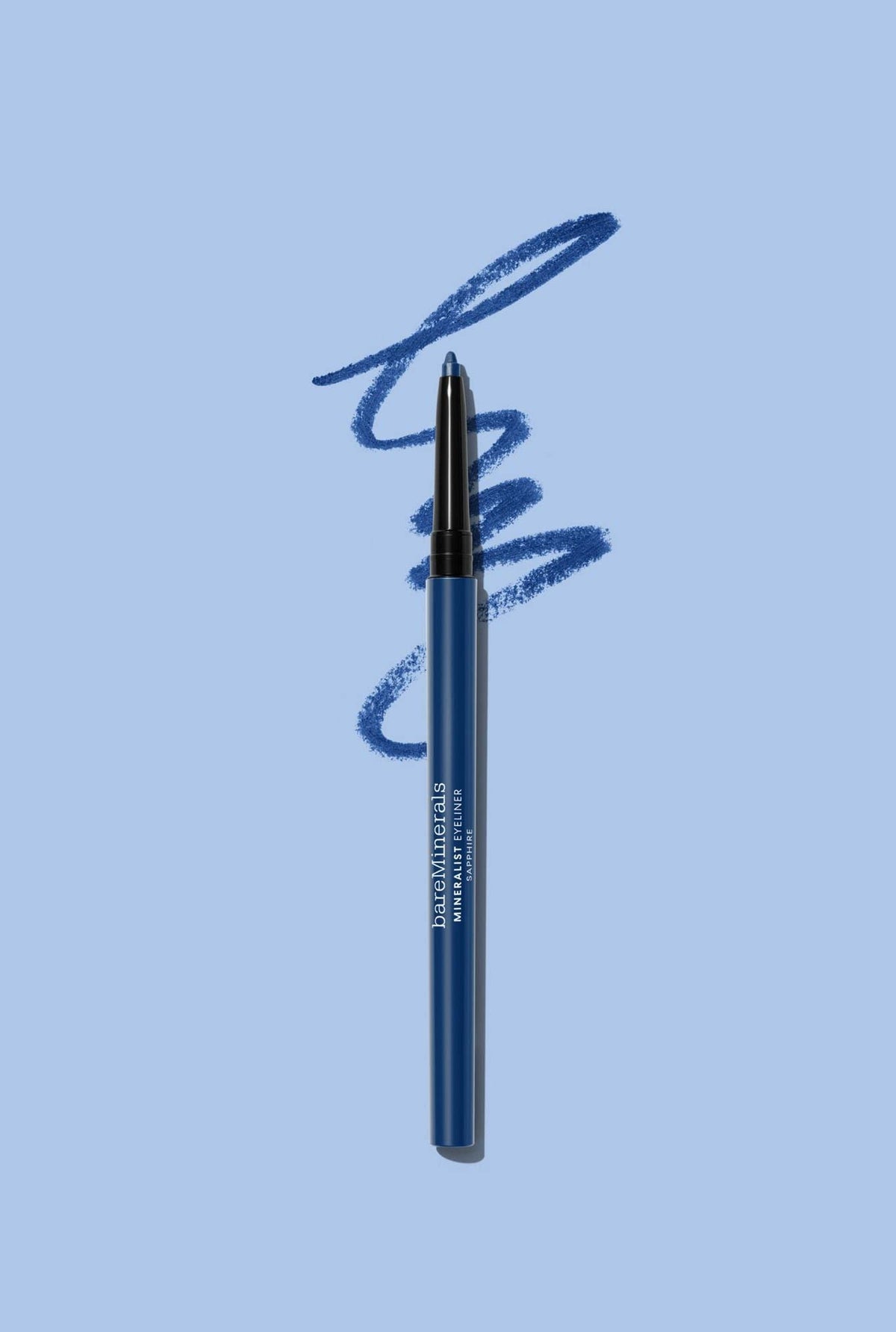 bareMinerals eyeliner in hand showing scale and easy travel-friendly size