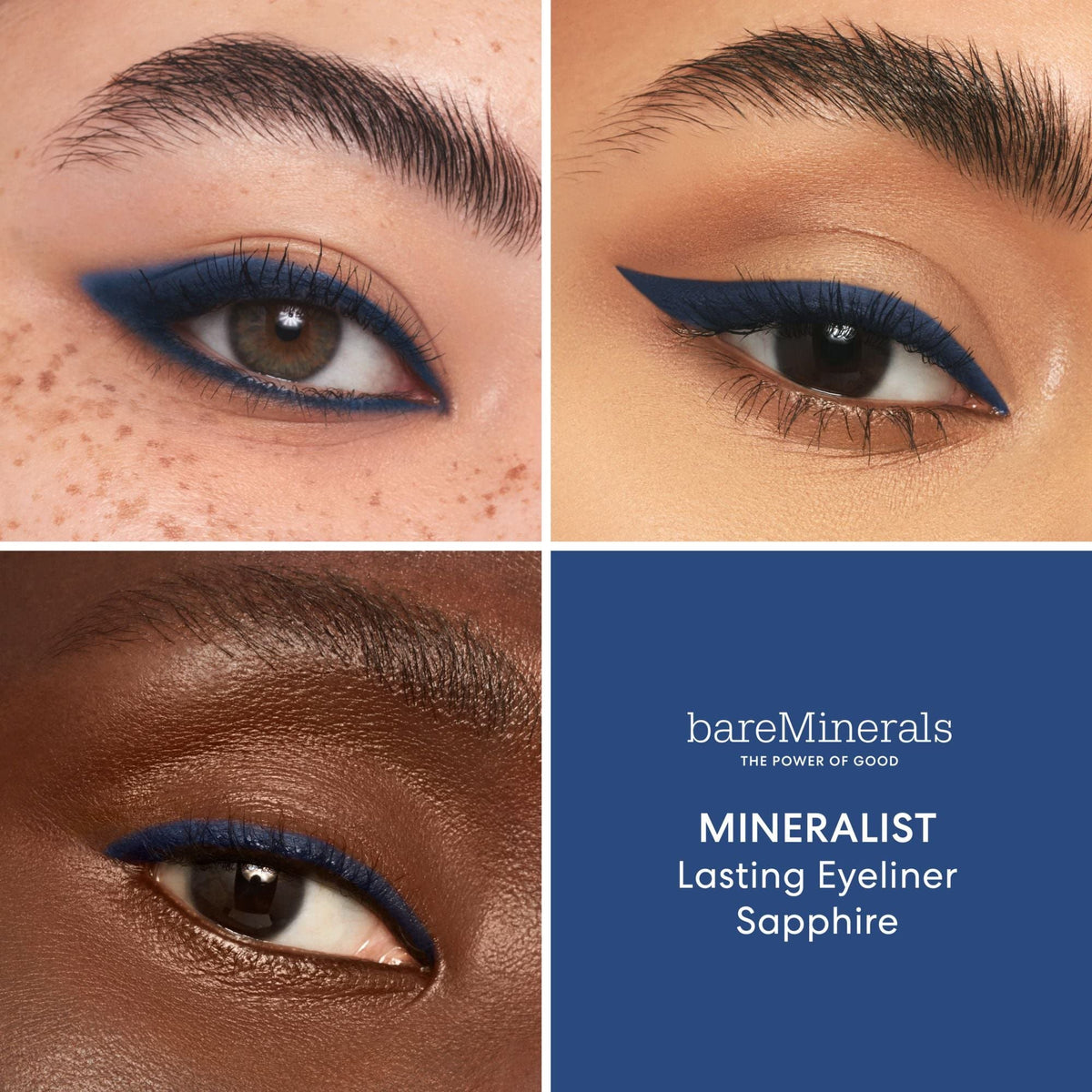bareMinerals texture swatch of sapphire showing intense color payoff and blendability