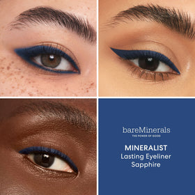 bareMinerals texture swatch of sapphire showing intense color payoff and blendability
