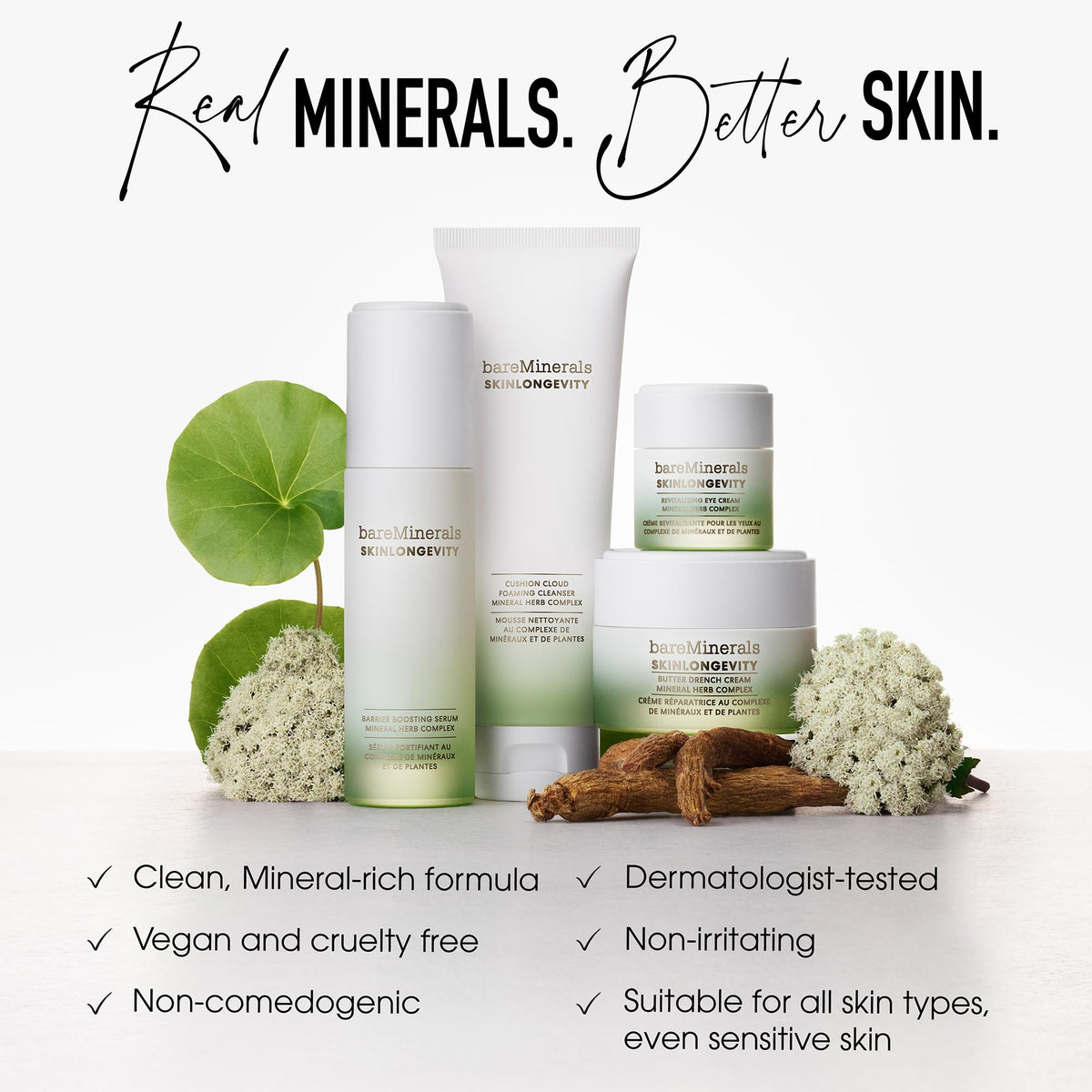 bareMinerals next to a coin showing size and travel-friendly convenience benefit