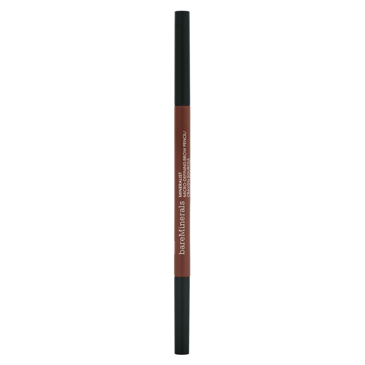 bareMinerals pencil next to hand shows compact size and travel benefit