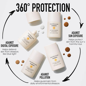 bareMinerals SPF 30 graphic illustrating broad-spectrum protection and lightweight wear