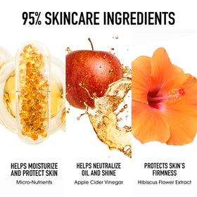 bareMinerals next to foundation and powder, shows compatible makeup-setting use