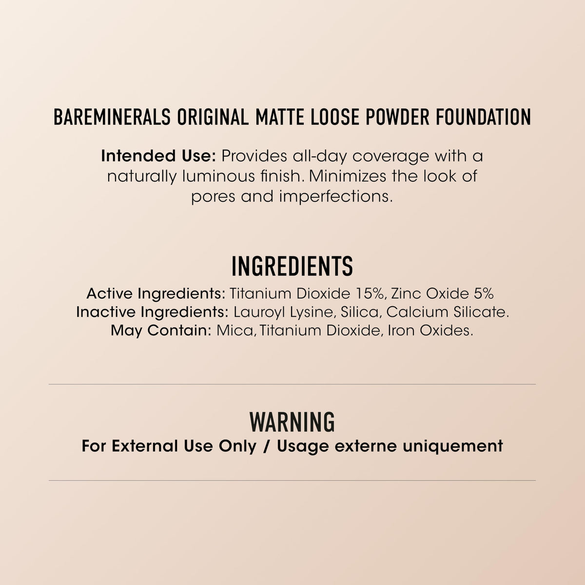 bareMinerals product next to sun icon to emphasize mineral SPF 15 protection