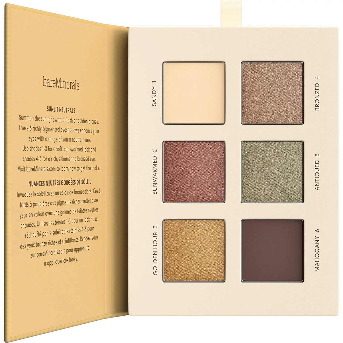 bareMinerals Sunlit palette front view showing compact design and shades for travel