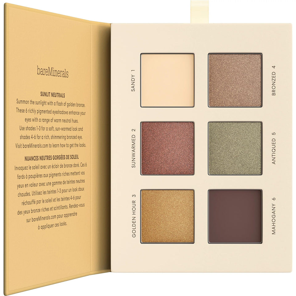 bareMinerals Sunlit palette front view showing compact design and shades for travel