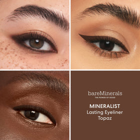 bareMinerals texture swatch on skin showing rich Topaz pigment and blendability benefit