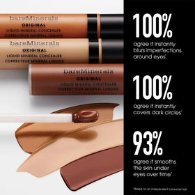 bareMinerals applied under eye creating a brighter, refreshed look