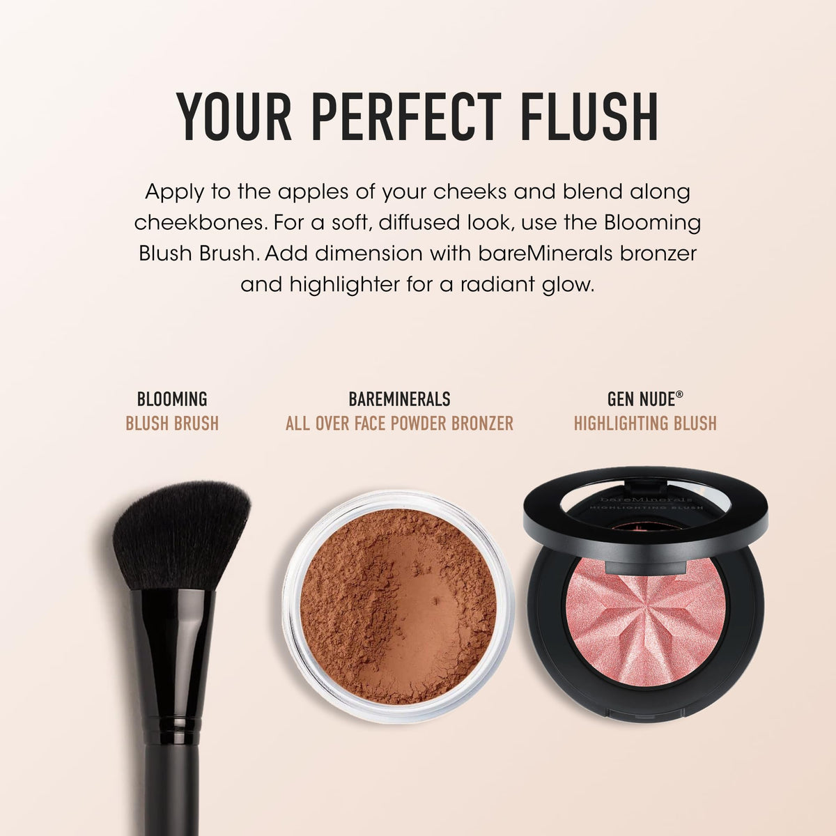 bareMinerals on model in lifestyle setting for a fresh, luminous finish