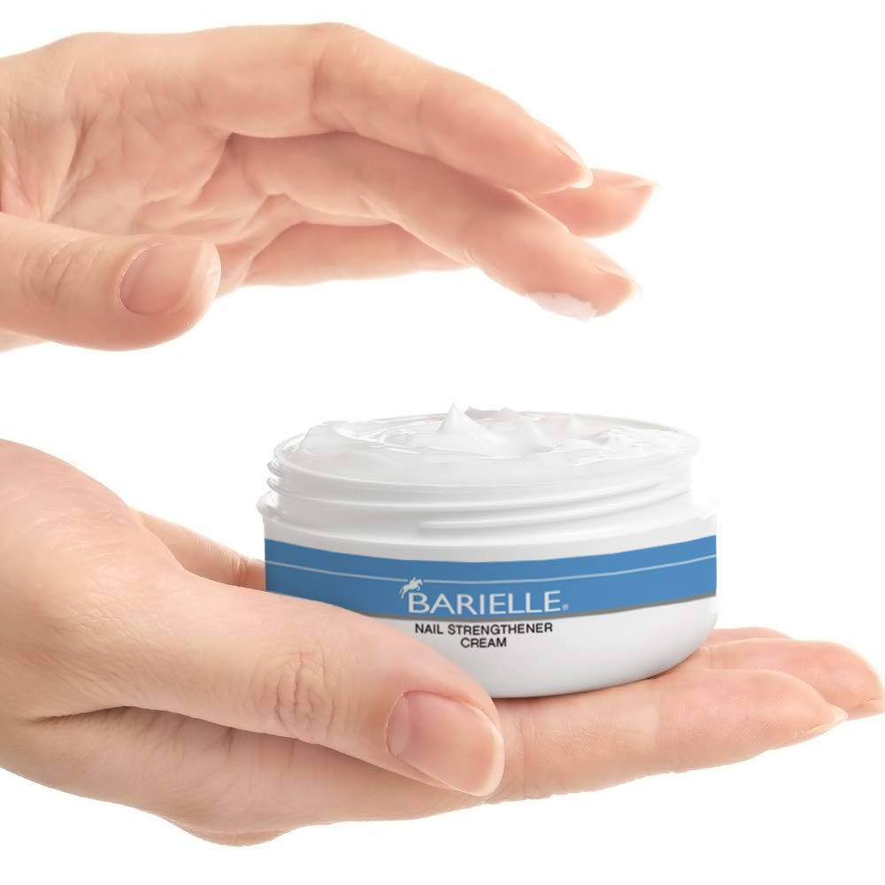 BARIELLE cream being applied to nails demonstrating repair and protection