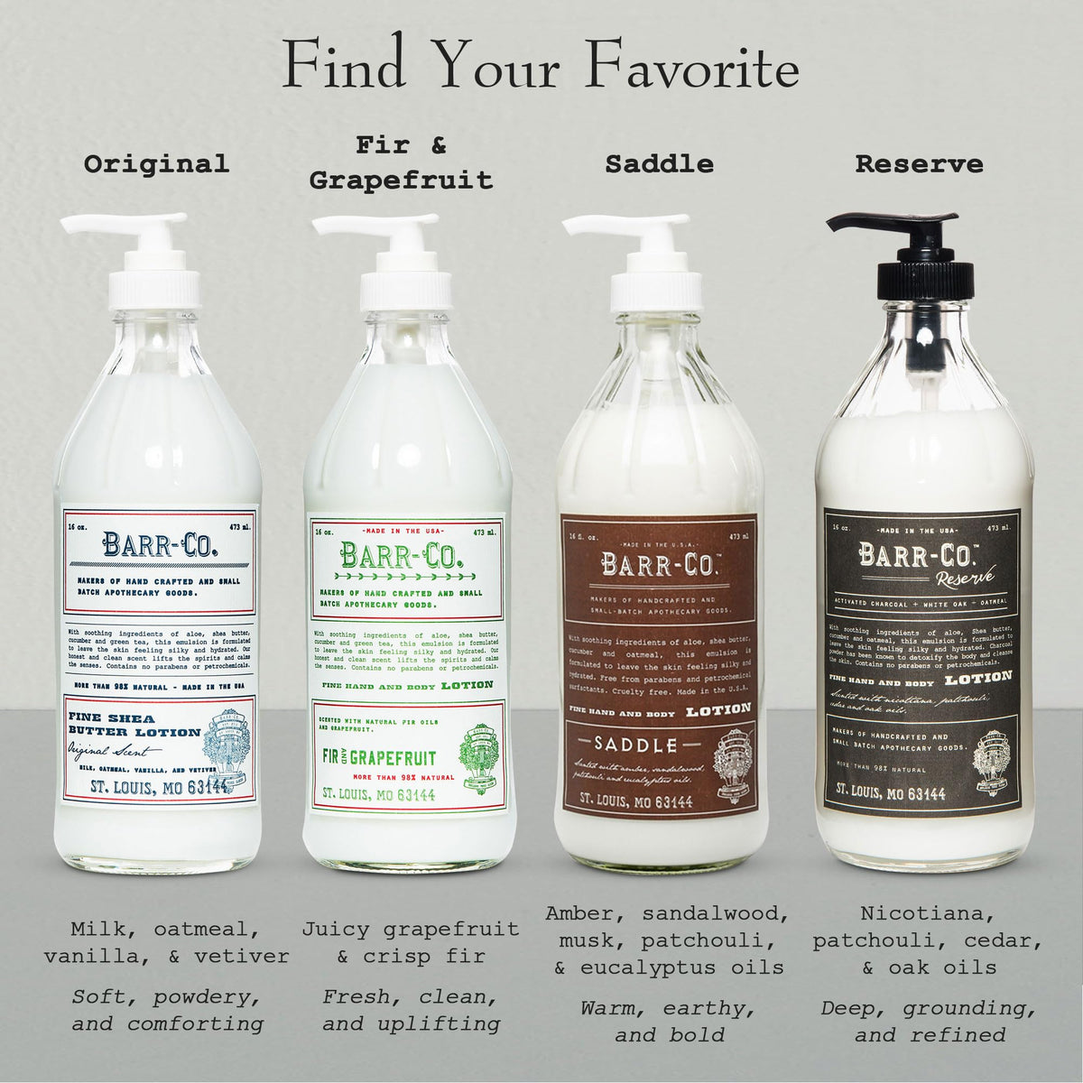 BARR-CO ingredient display of vanilla oat vetiver conveying natural scent benefit