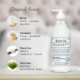 BARR-CO lotion poured on hand demonstrating non-greasy hydration benefit