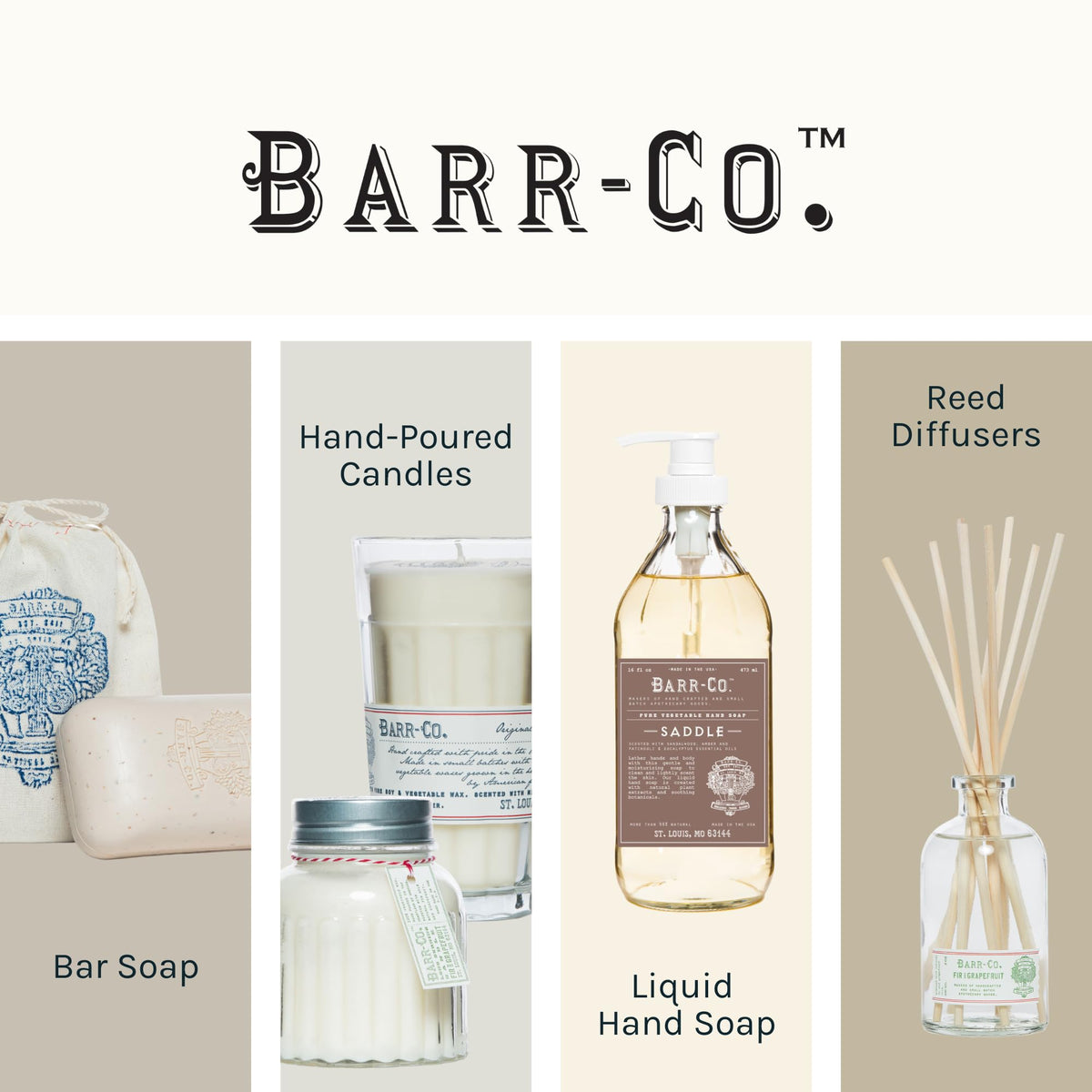 BARR-CO soap next to ruler showing 10.5 oz scale for durable, long-lasting use advantage