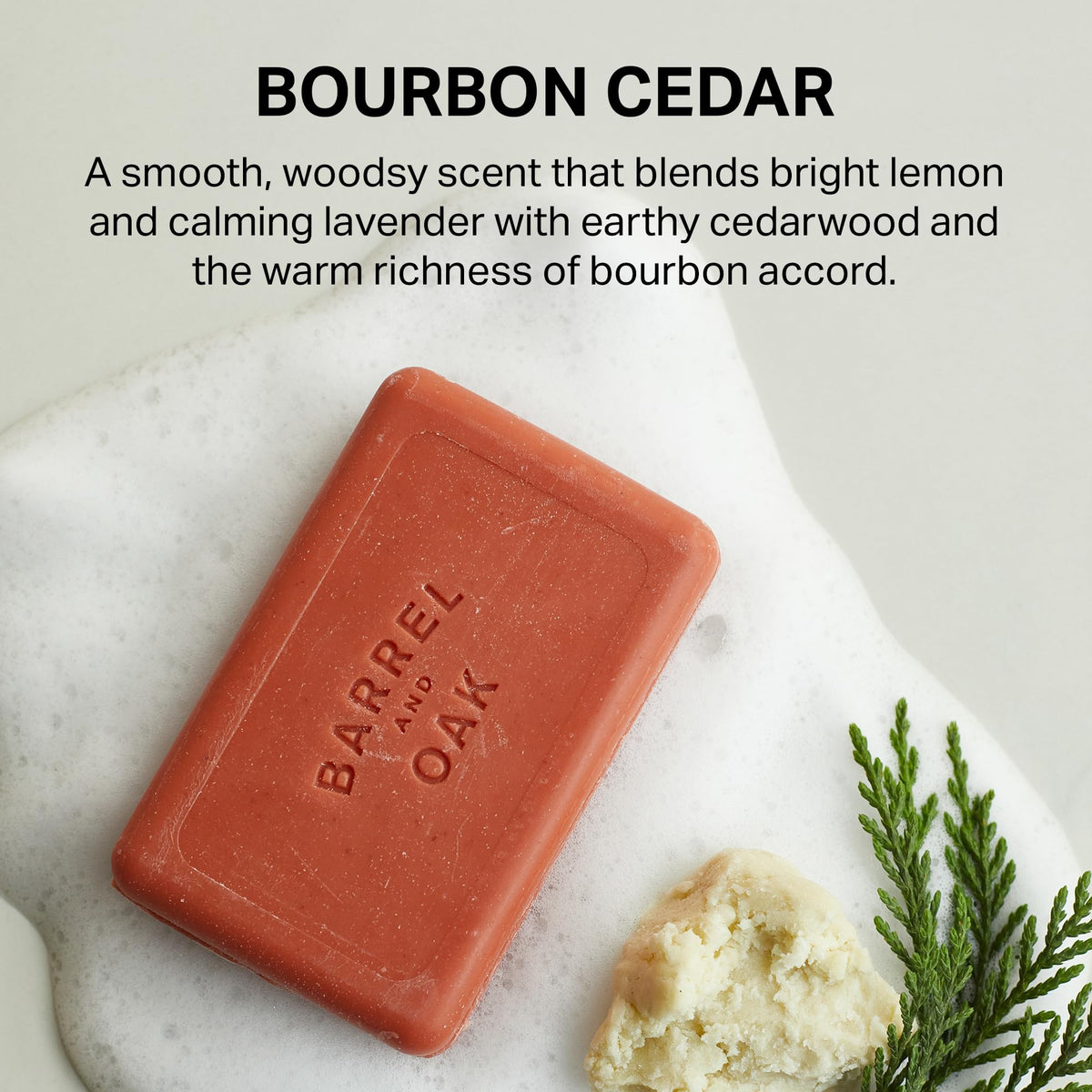 Barrel & Oak ingredients flatlay with kaolin clay, red clay, and walnut shell showing natural exfoliants