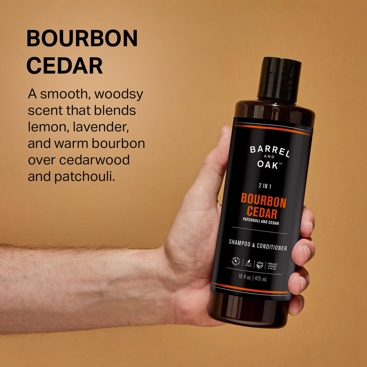 Barrel & Oak with argan and shea visuals emphasizing moisturizing effect
