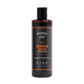 Barrel & Oak front bottle showing bourbon cedar scent and product benefits