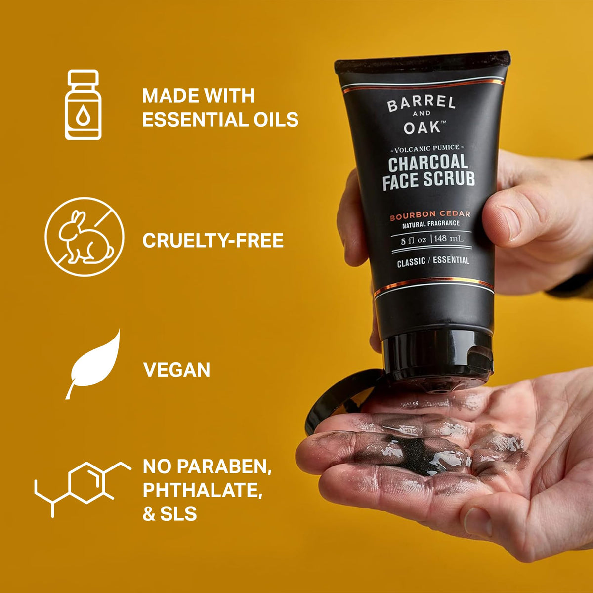 Barrel & Oak label and ingredient panel closeup highlighting vegan formula