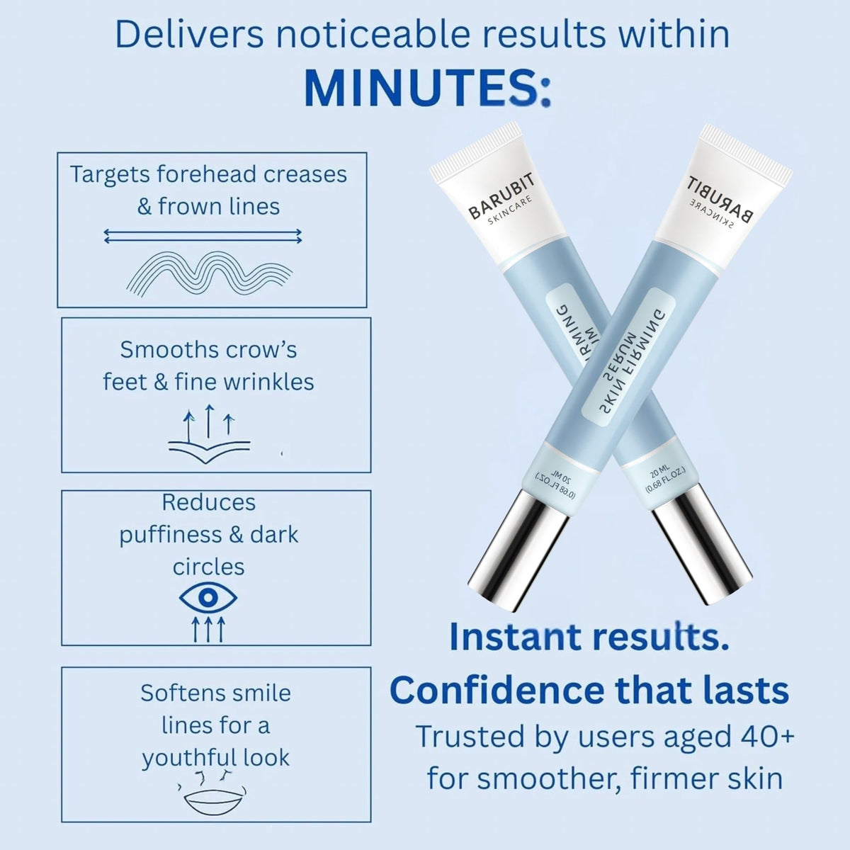 Barubit application under eye being dotted and smoothed, shows easy morning use