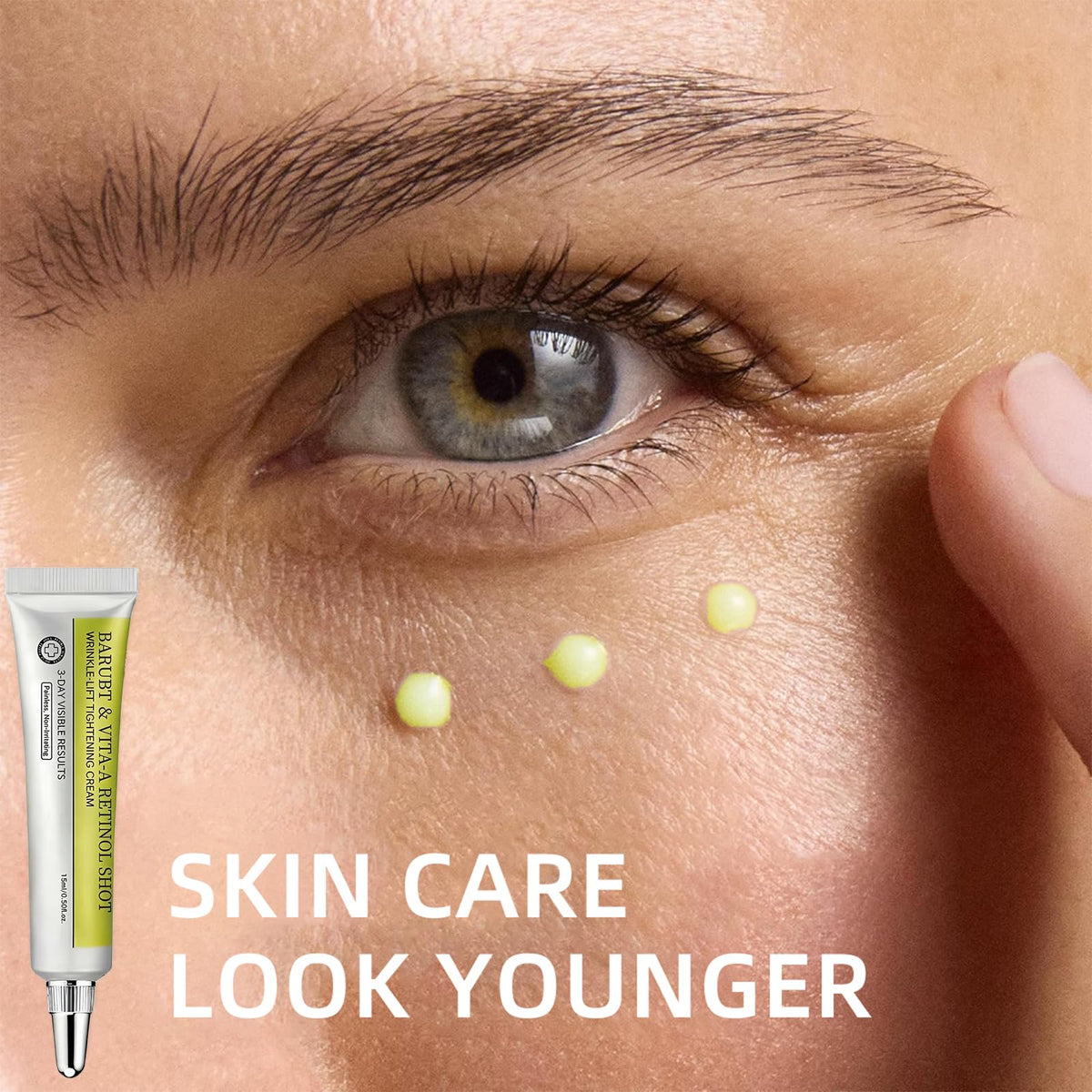 BARUBT label close-up highlighting ingredients like 0.1% retinol and panthenol benefit