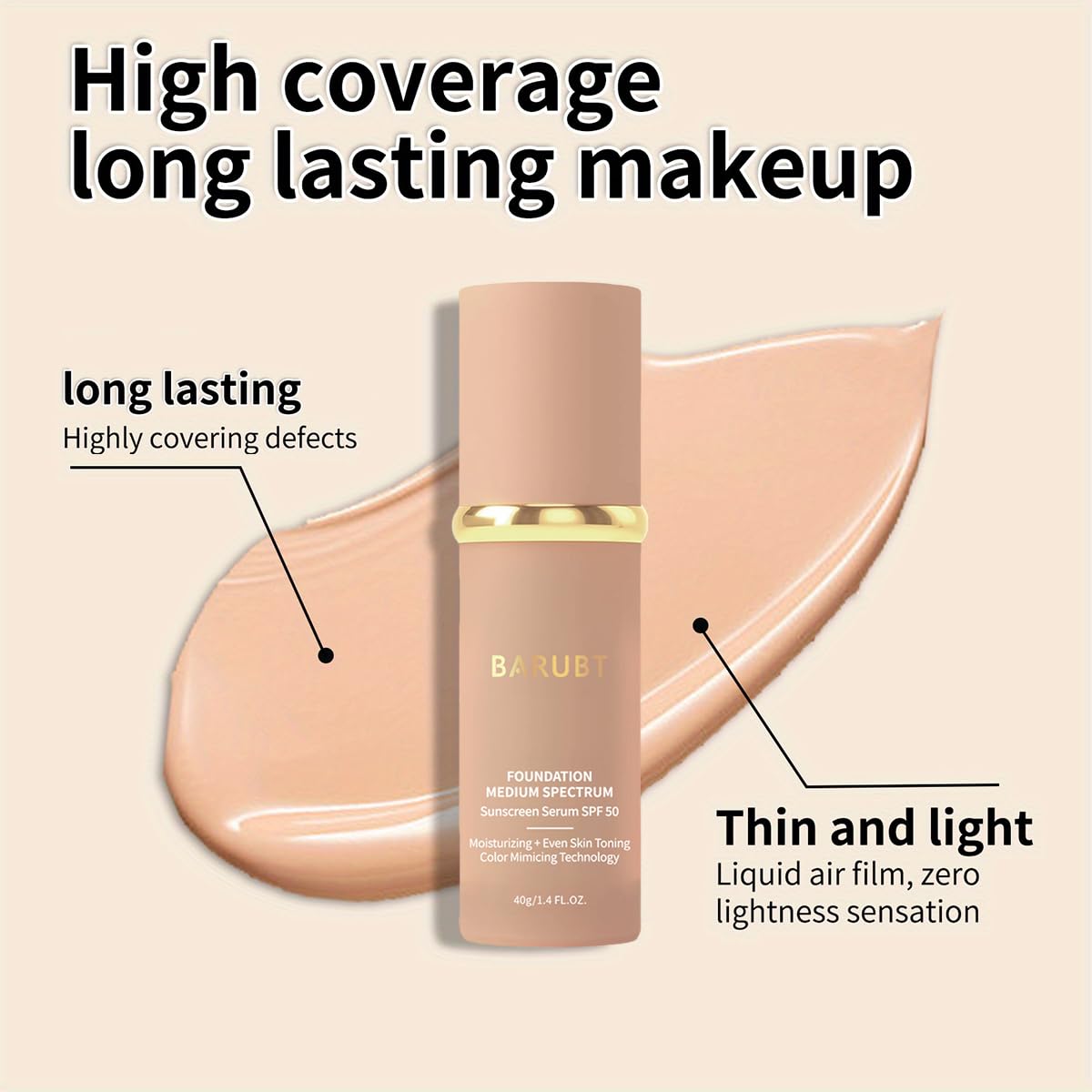 BARUBT texture close-up highlighting creamy, blendable foundation consistency