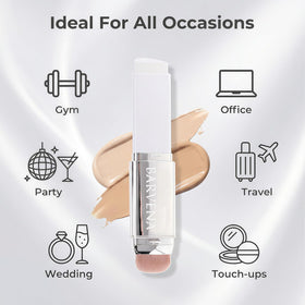 BARVENA model applying stick showcasing quick everyday touch-up benefit