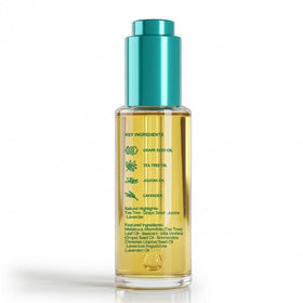 BASE LABORATORIES bottle beside natural ingredient sprigs showing botanical formulation