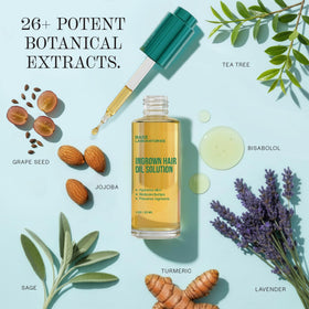 BASE LABORATORIES label close-up highlighting botanical ingredients and calming benefit