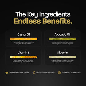 BASED bottle with castor and avocado visual highlighting nourishing ingredients