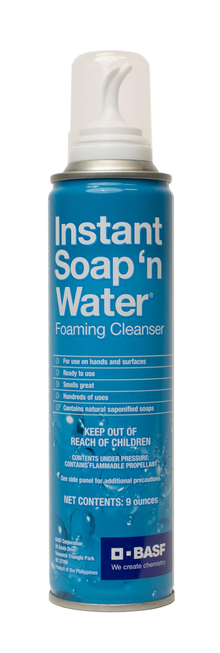 BASF front packaging of 9 oz foaming cleanser showing label and benefits