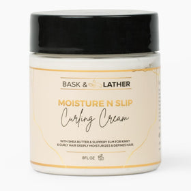 BASK & LATHER front packaging showing 8oz jar and benefits