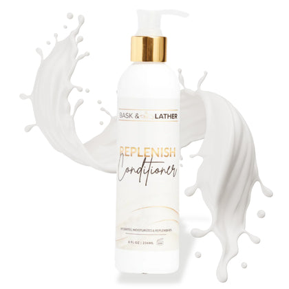 BASK & LATHER front bottle view showing clean packaging and benefits
