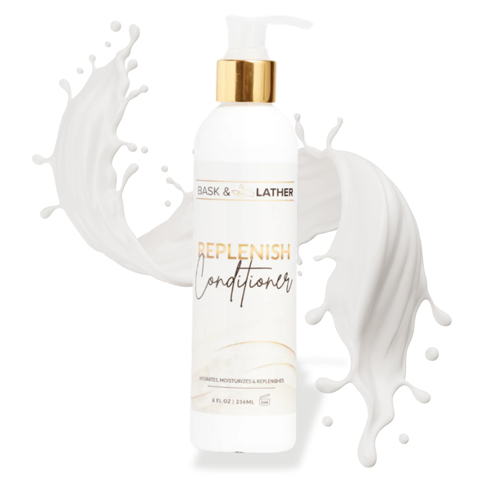 BASK & LATHER front bottle view showing clean packaging and benefits
