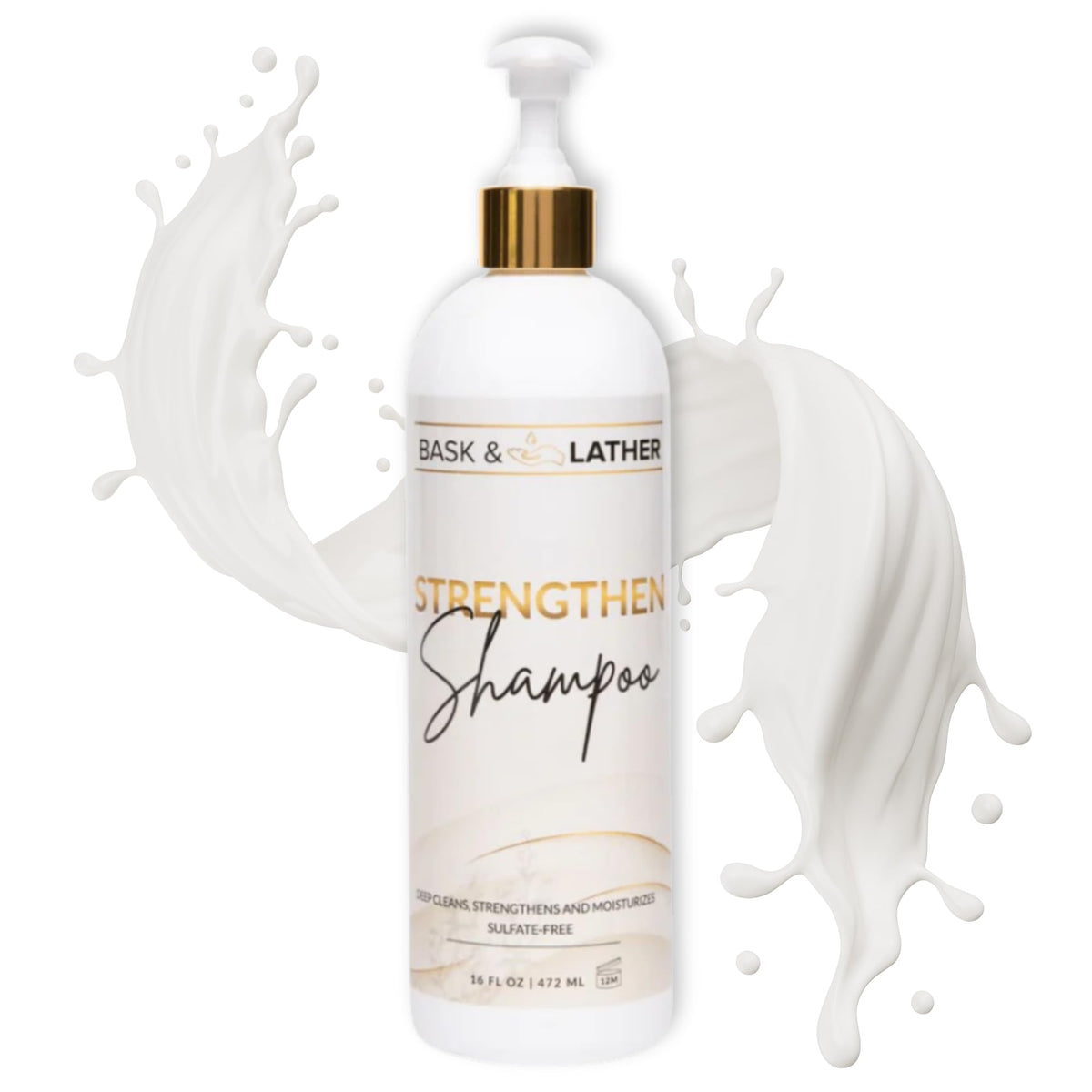 BASK & LATHER shampoo front packaging showing label and XL 16 oz value