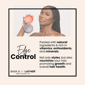 BASK & LATHER gel texture close-up highlighting smooth consistency for non-flaking hold