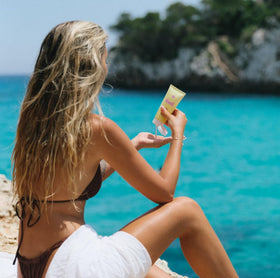 Bask sunscreen applied on arm demonstrating sheer finish and no white cast
