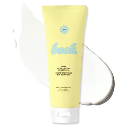 Bask front packaging shows SPF 30 travel-size and broad spectrum protection benefits