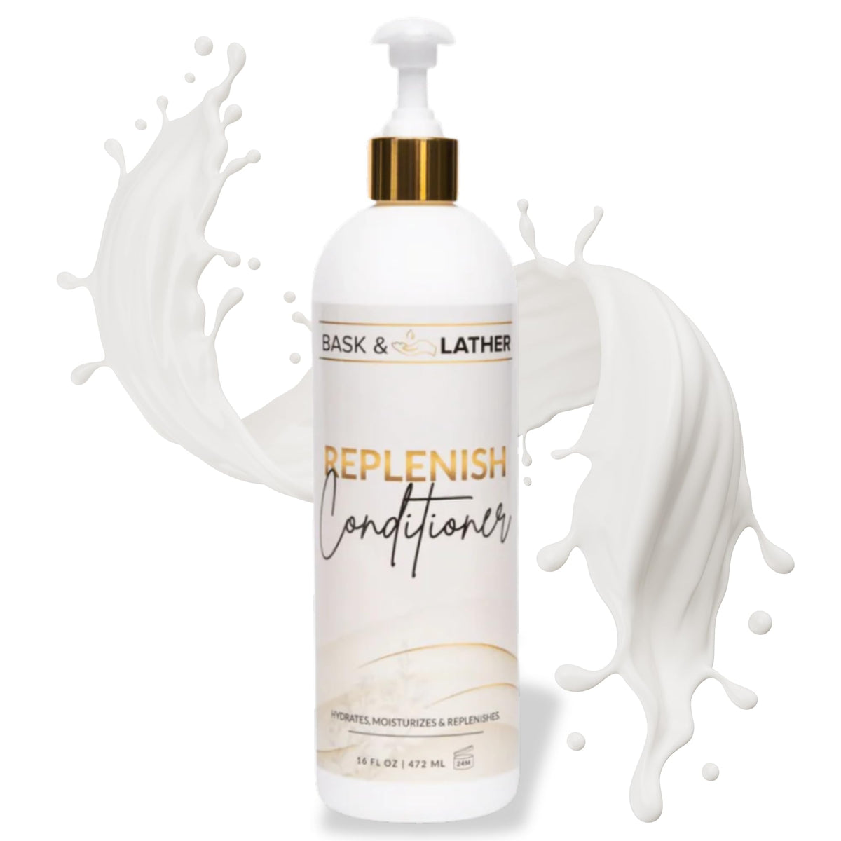 BASK & LATHER front packaging showing bottle and XL size benefit